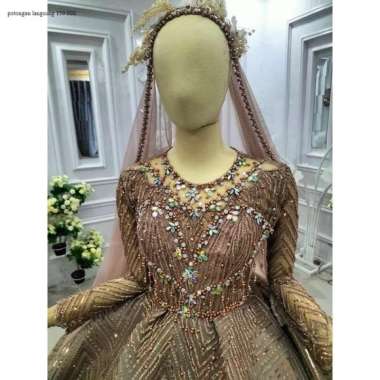Baju pakaian gaun pengantin busana pernikahan wanita gown dress wedding dress muslim perempuan hijab
