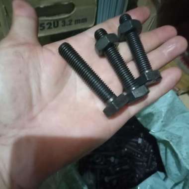 Baut Mur M10 X 50 Baja Hitam Full Drat