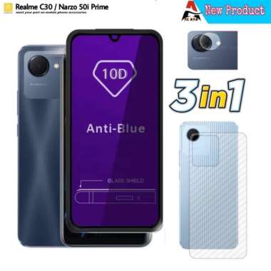 Tempered Glass Narzo 50i Prime / Realme C30 Full Cover Protector Handphone Bonus Camera Protector Da