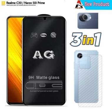 Tempered Glass Narzo 50i Prime / Realme C30 Full Cover Protector Handphone Bonus Camera Protector Da