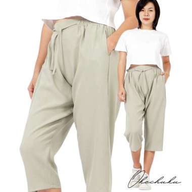 Okechuku CELINE Celana Kulot 3/4 Highwaist Cullote Pants Celana Casual L Mint