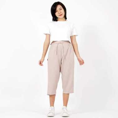 Okechuku CELINE Celana Kulot 3/4 Highwaist Cullote Pants Celana Casual L Khaki