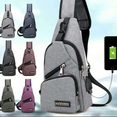 Tas Selempang / Tas Bobo / Sling Bag Usb Import Hitam
