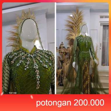 Baju akad pakaian gaun pengantin busana pernikahan wanita gown dress wedding mekar slim span muslim 