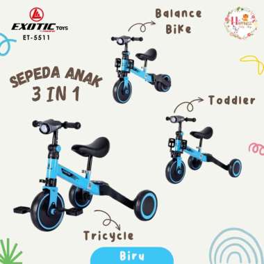 Sepeda Anak Push Balance Bike Pacific Exotic 5511 3in1 Musik Murah (Bandung) Biru
