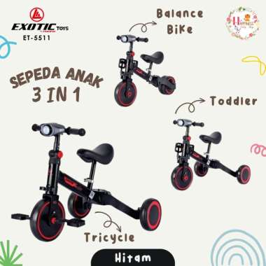 Sepeda Anak Push Balance Bike Pacific Exotic 5511 3in1 Musik Murah (Bandung) Hitam