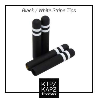 KipzKapz Shoelace Tips / Aglets / Tipping / Ujung Tali Sepatu [3.3mm] M Black White Stripes