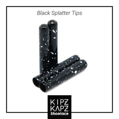 KipzKapz Shoelace Tips / Aglets / Tipping / Ujung Tali Sepatu [3.3mm] M black white splatter