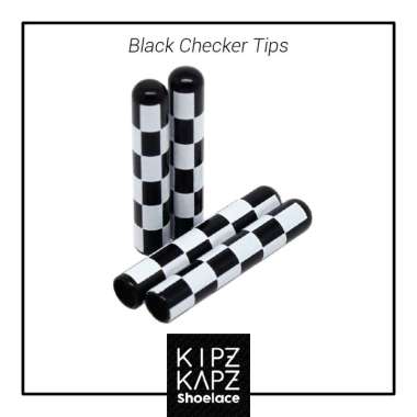 KipzKapz Shoelace Tips / Aglets / Tipping / Ujung Tali Sepatu [3.3mm] M Black White Checker