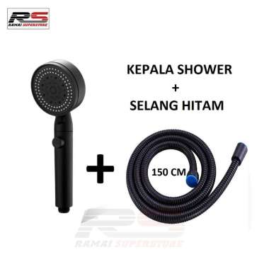 Kepala Shower Mandi Hitam Premium Kepala & Selang