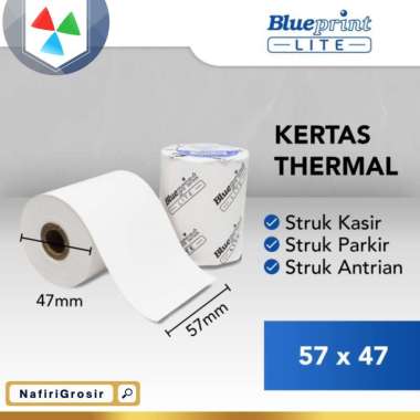 KERTAS THERMAL BLUEPRINT 57 X 47mm ISI 10 ROLL CETAK STRUK 58D 58X M58 LITE 58