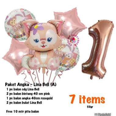 Paket Lina Bell - Paket Balon Lina Belle (ANGKA) Angka 6