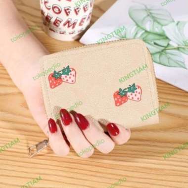 Kingtiam Dompet Mini Wanita Strawberry Women Wallet Hitam warna