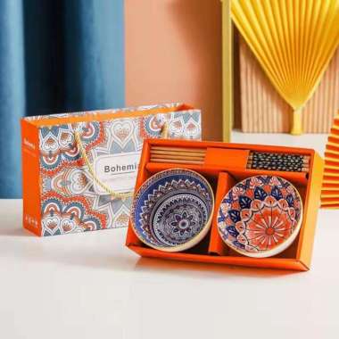 Bohemian japanese Bowl Set/ mangkuk bohemian hampers mangkok keramik motif / mangkuk set 2 bowl