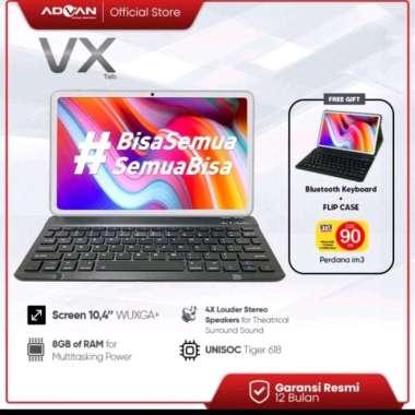 Tablet ADVAN VX Tablet 10.4" 8GB 128GB - Garansi Resmi Free Keyboard Plus Case PUTIH