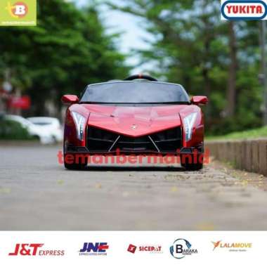 Mobil-Mobilan Aki Mainan Anak Yukita Lamborghini Veneno Merah (Paint)