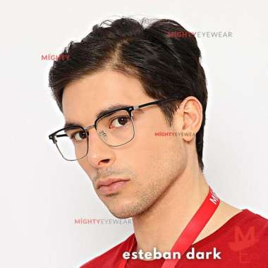 Kacamata Photochromic Antiradiasi - Esteban Dark Grey Kotak Pria Besi Frame Saja