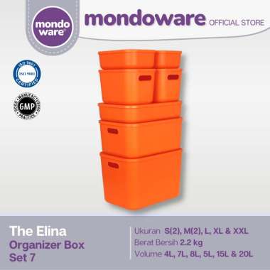 Organizer Storage Box - Kotak Penyimpanan - Mondoware OB Set 7pcs Hermes Orange