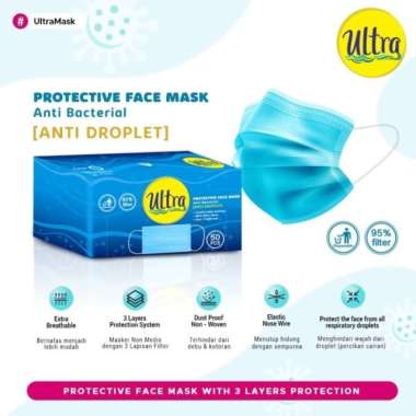 Ultra Protective Face Mask 3 Ply 50Pcs Biru
