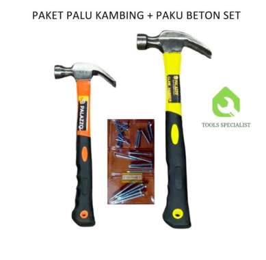 PAKET : PALU KAMBING 8 OZ 16 OZ + PAKU BETON SET BESAR 16 oz