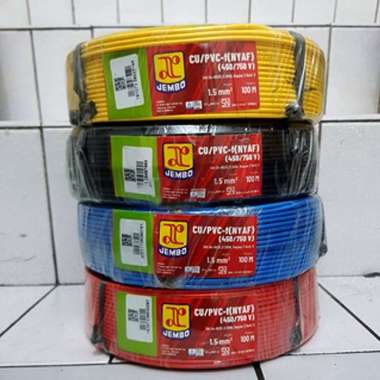 JEMBO Kabel Listrik Serabut NYAF 1,5 mm - 100 Meter Kuning Hijau