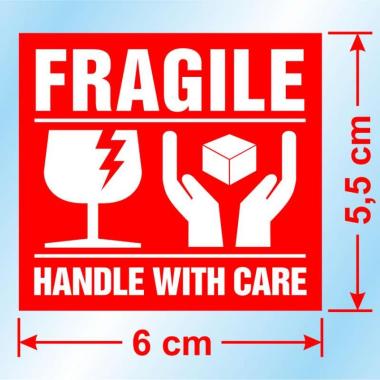 Derrick Charlton Fragile Handle with Care Awas Pecah Hati Hati Sticker [6 x 5.5 cm/ 100 Pcs/ Pack] M