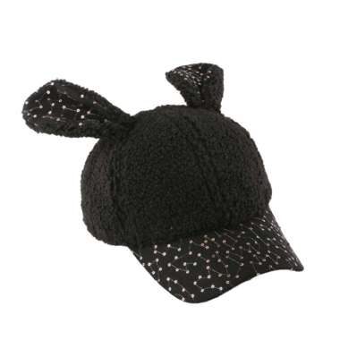 Baseball cap : RABBIT CAP - Topi baseball topi pria topi wanita topi kelinci topi bunny BLACK