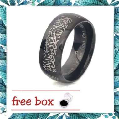 Cincin Titanium muslim islam tauhid cincin lafadz kaligrafi syahadat Hitam 10