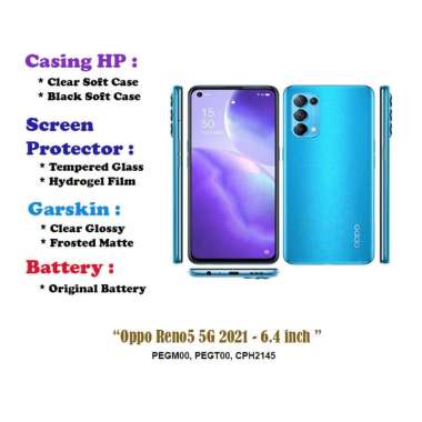 Oppo Reno5 5G 2021 - 6.4 inch - Case - Screen Protector - Battery - Dll Clear Hard Case