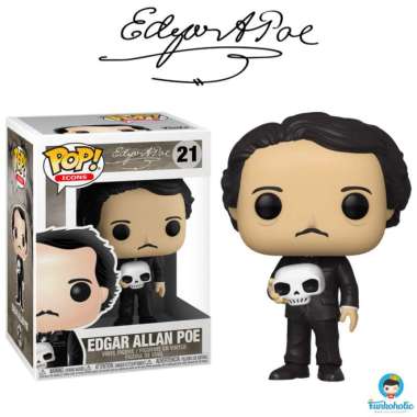 Funko Pop Icons Writer Edgar Allan Poe with Skull Action Figure