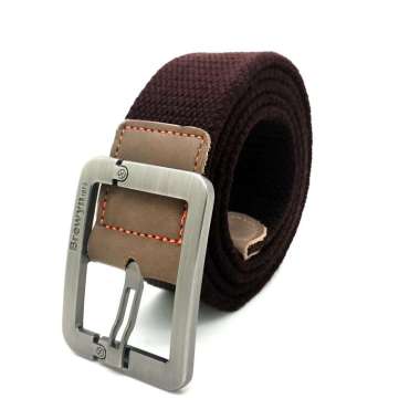 BREWYN LEONARD Ikat pinggang pria gesper pria canvas belt 120 cm COFFEE