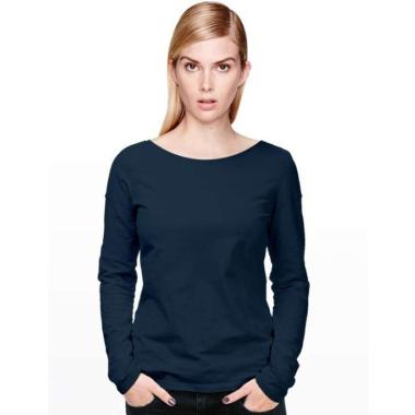 Morning Whistle Women Long Sleeve Shirt Wanita - Navy Blue L NAVY