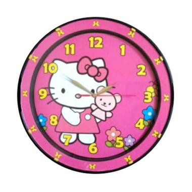 Esa Karakter Hello Kitty Doraemon Jam Dinding Anak [33 cm] + Free Baterai - #biru