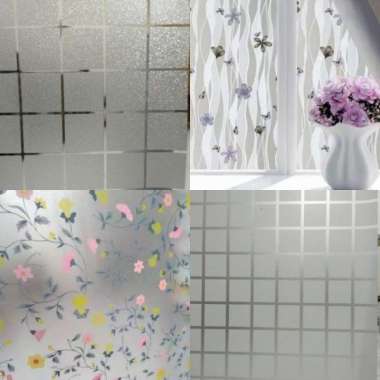 sticker kaca film buat jendela rumah 122*50 warna Kotak Bening
