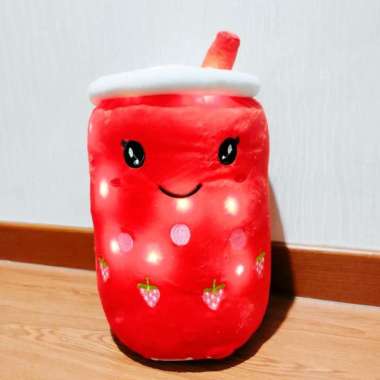 Boneka Boba Jumbo LED Viral Boba Doll Minuman Boba Milk Tea - JUMBO JUMBO - MERAH