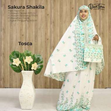 Mukena Bali Putih Motif Bunga Sakura Tosca