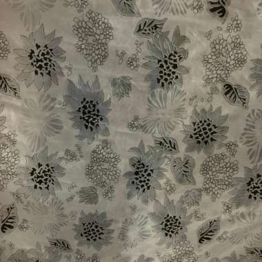 Kain Katun Jepang/Bahan Katun Jepang Corak Kembang Hitam Dasar Putih