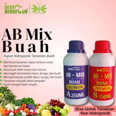 INDO FARM - Pupuk Nutrisi Hidroponik AB Mix Buah Cair 250ml