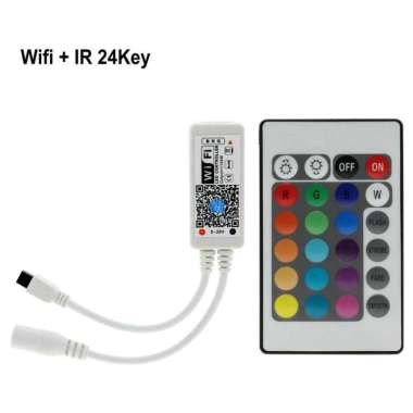 Mini Wifi Controller + 24Key IR Remote Lampu LED RGB - White