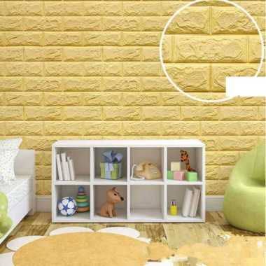 [Putih & Warna] 3D Brick Foam Bata Putih Warna Krem Cream Biru Hijau Ijo Kuning Abu Silver Timbul Ke