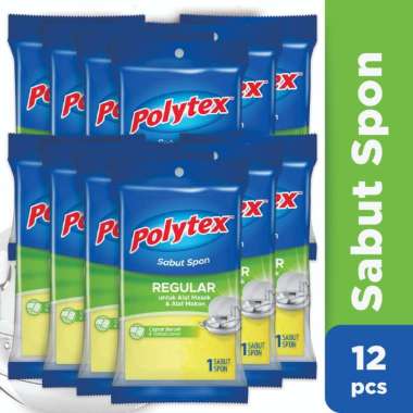 Polytex Sabut Spon Cuci Piring Regular (1 Box - 12 Pcs)