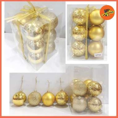 HIASAN BOLA NATAL8PC 1717 - Hiasan Pohon Natal - Gold GOLD