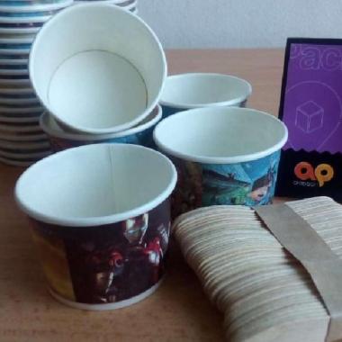 Cup Eskrim Mini Gambar Kartun + Sendok (50pcs)