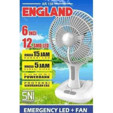 Kipas Angin Portable+Lampu Emergency 6 inch Charge ARASHI England