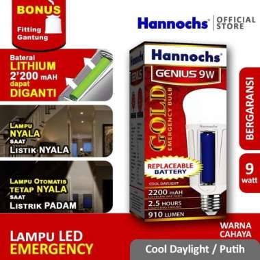 LAMPU EMERGENCY HANNOCHS 9 WATT AC/DC