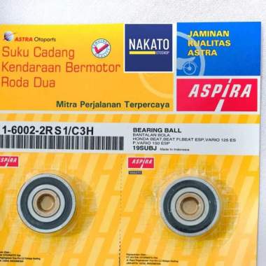 6002-2RS Bearing Laher Aspira SKF Bak CVT Beat Vario Scoopy Spacy silver