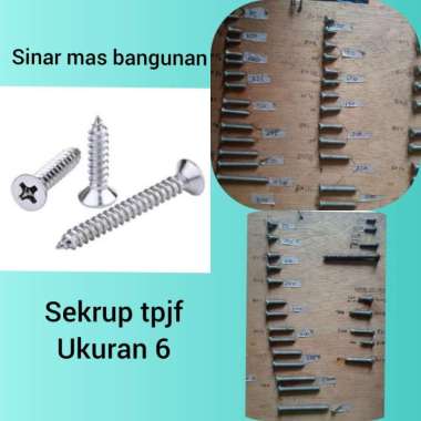 Sekrup putih ,sekrup tpjf kepala rata ukuran 6 6x5/8