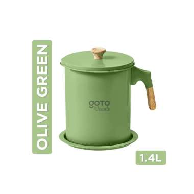 Goto Vocado Oil Pot Tempat Saringan Wadah Gelas Minyak Goreng Jelantah 1.4L OliveGreen