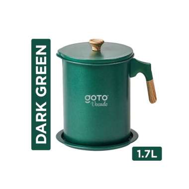 Goto Vocado Oil Pot Tempat Saringan Wadah Gelas Minyak Goreng Jelantah 1.7L DarkGreen