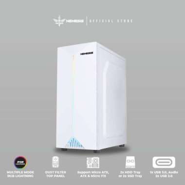 Casing PC Gaming NYK Nemesis T50 Imoogi White - With RGB Led Strip